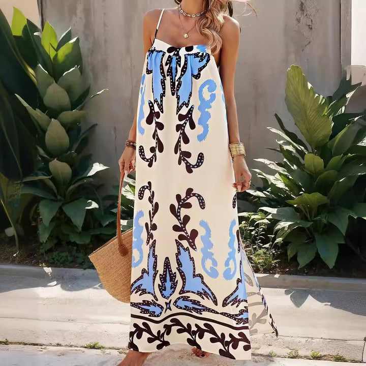 Damen luftiges Maxikleid mit raffiniertem Muster Drune