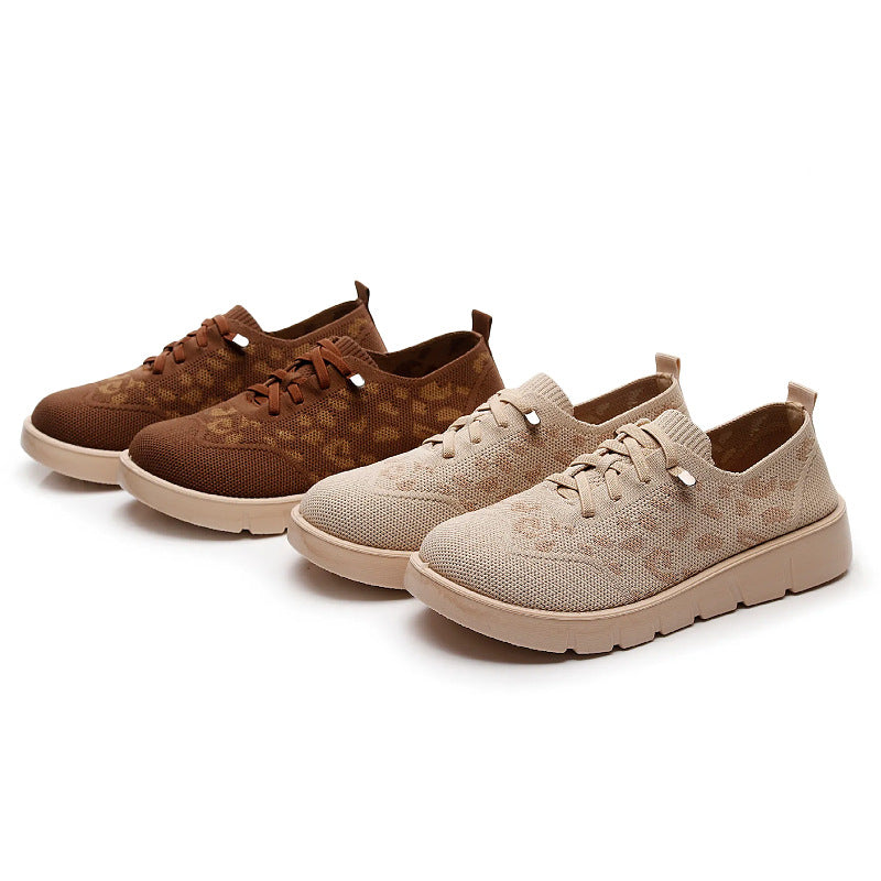 Damen Atmungsaktive Sneaker mit modischem Leopardenmuster Drune