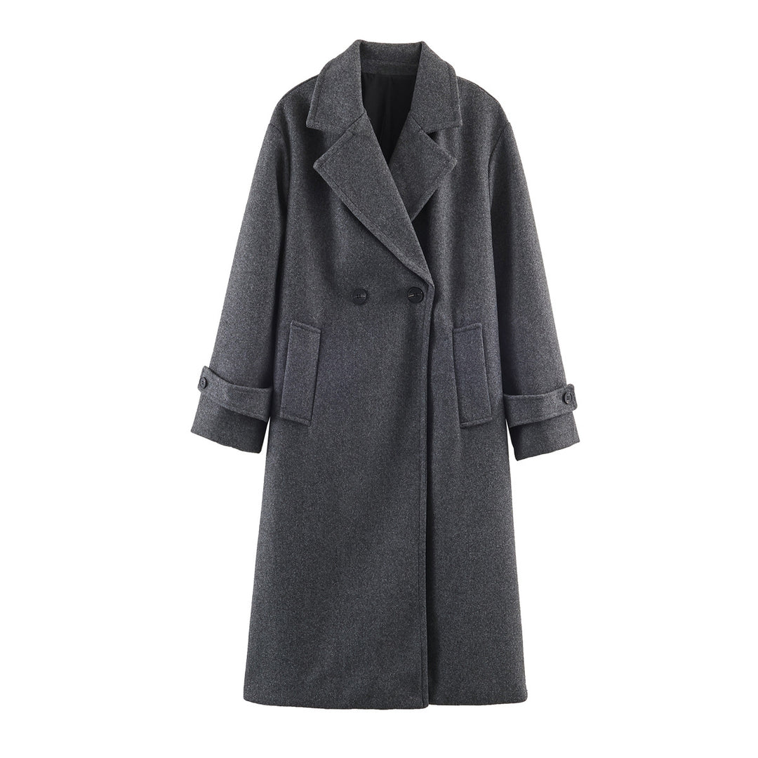 Damen Oversize Wollmix-Mantel mit Doppelreiher, breitem Revers und Ärmelriegel Drune