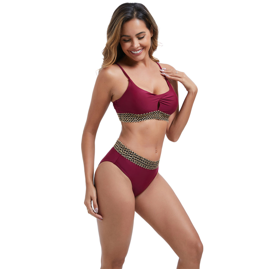 Damen Hochtailliertes Bikini-Set mit modischen Akzentdetails Drune