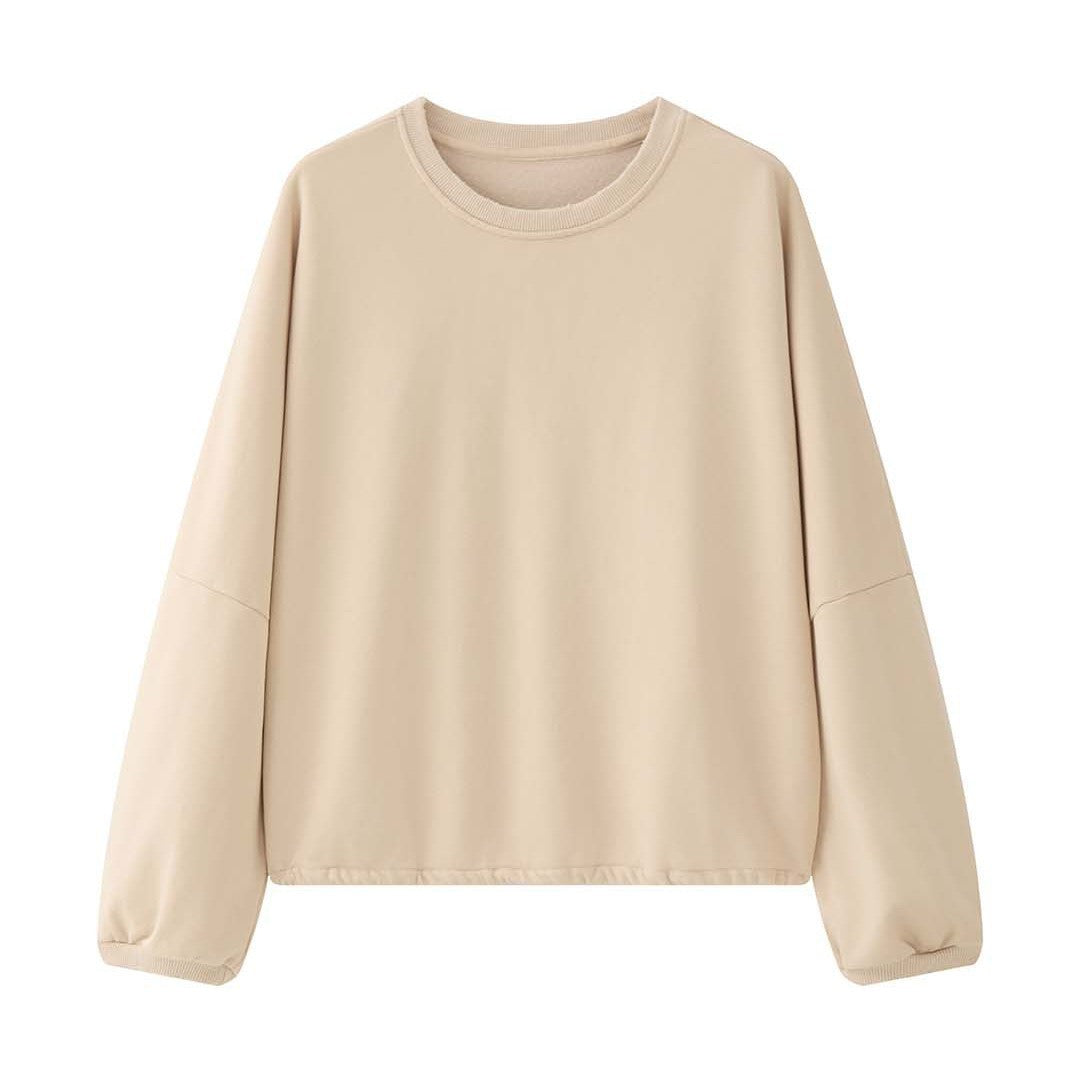 Damen Relaxed-Fit Baumwoll-Sweatshirt mit überschnittener Schulter und gerundetem Saum Drune