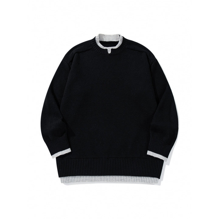 Unisex Relaxed-Fit Feinstrick-Pullover mit Kontrastbündchen und verlängertem Rippenbund Drune