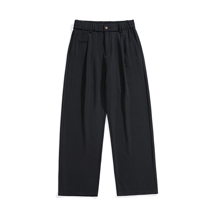 Damen Locker sitzende Bundfalten-Hose mit elastischem Komfortbund und geradem Saum Drune