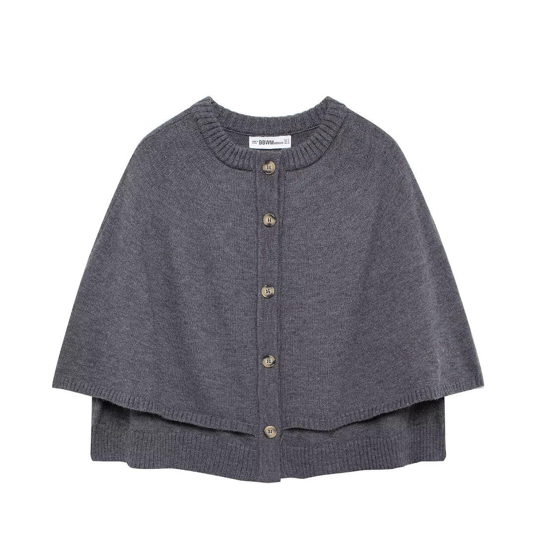 Damen Strick-Cape mit eleganter Knopfleiste Drune