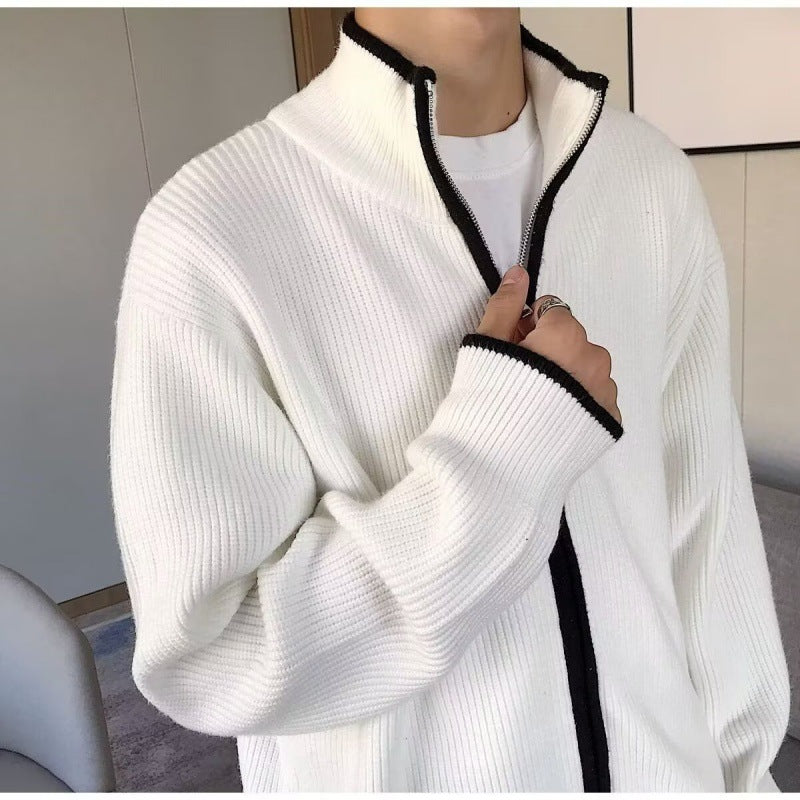 Herren Modische Strickjacke mit Stehkragen Drune