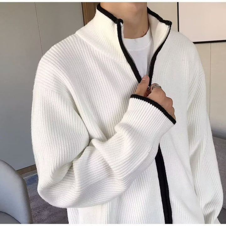 Herren Modische Strickjacke mit Stehkragen Drune