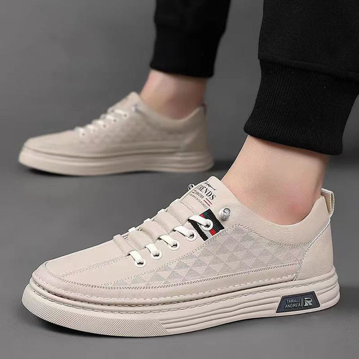 Herren Low-Top Sneaker mit gestepptem Rauten-Design und dicker Gummisohle Drune