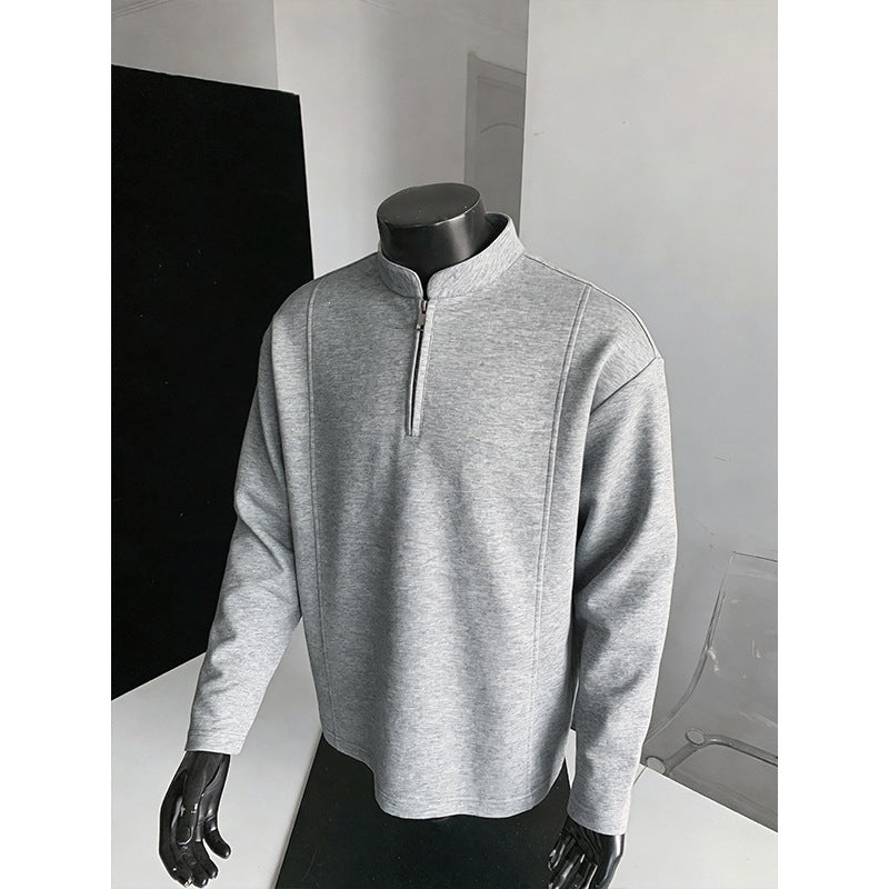 Herren Modernes Halbzip-Sweatshirt mit kurzem Reißverschluss und cleanem Minimaldesign Drune