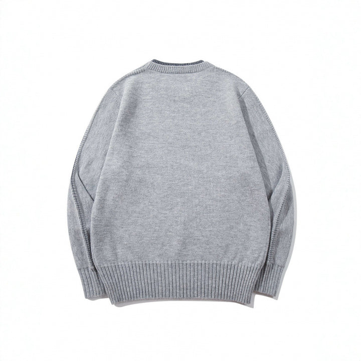Unisex Weicher Mélange-Rundhalspullover aus Bio-Baumwollmix mit Boxy‑Fit und breiten Rippbündchen Drune