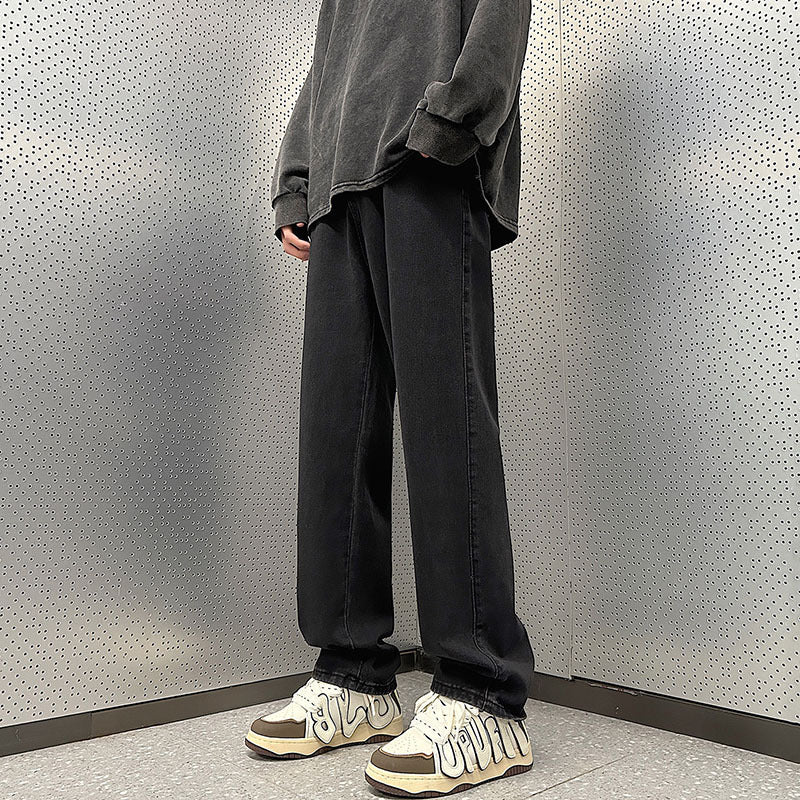 Herren Weite Vintage-Denim-Hose im Baggy‑Straßenstyle mit vorderer Bügelfalte Drune