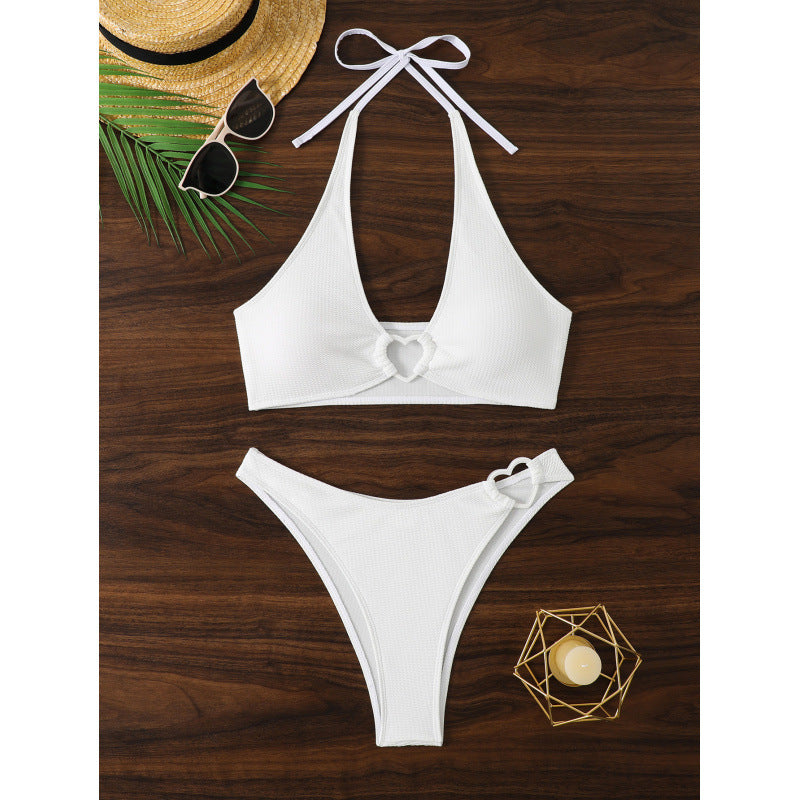 Damen Hochgeschnittener Bikini mit dekorativen Knoten Drune