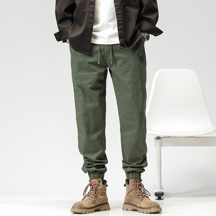 Herren Konisch geschnittene Utility-Joggerhose aus Baumwoll-Twill mit elastischem Bund und Kordelzug Drune