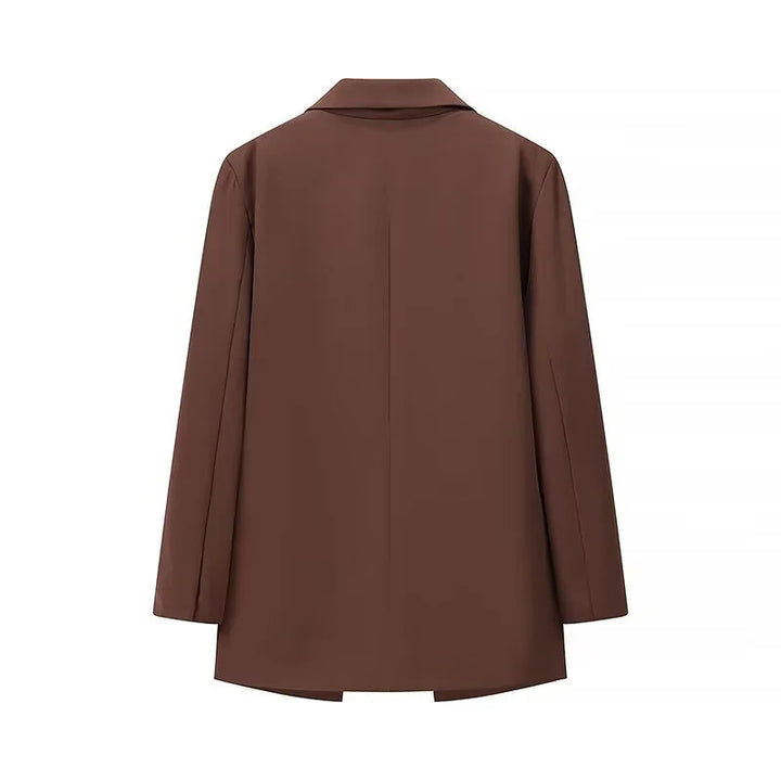 Damen nan längerer Zweireiher-Blazer mit Reverskragen, Brustleiste und leicht taillierter Silhouette Drune
