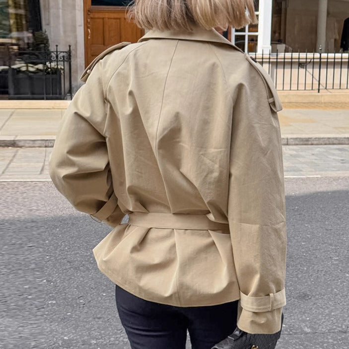Damen modische Trenchcoatjacke mit Gürtel und großzügigem Schnitt Drune