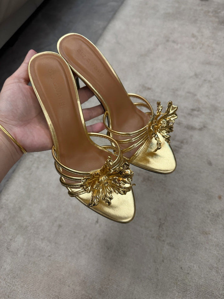 Damen offene High Heel Sandalen mit dekorativem Riemendesign Drune