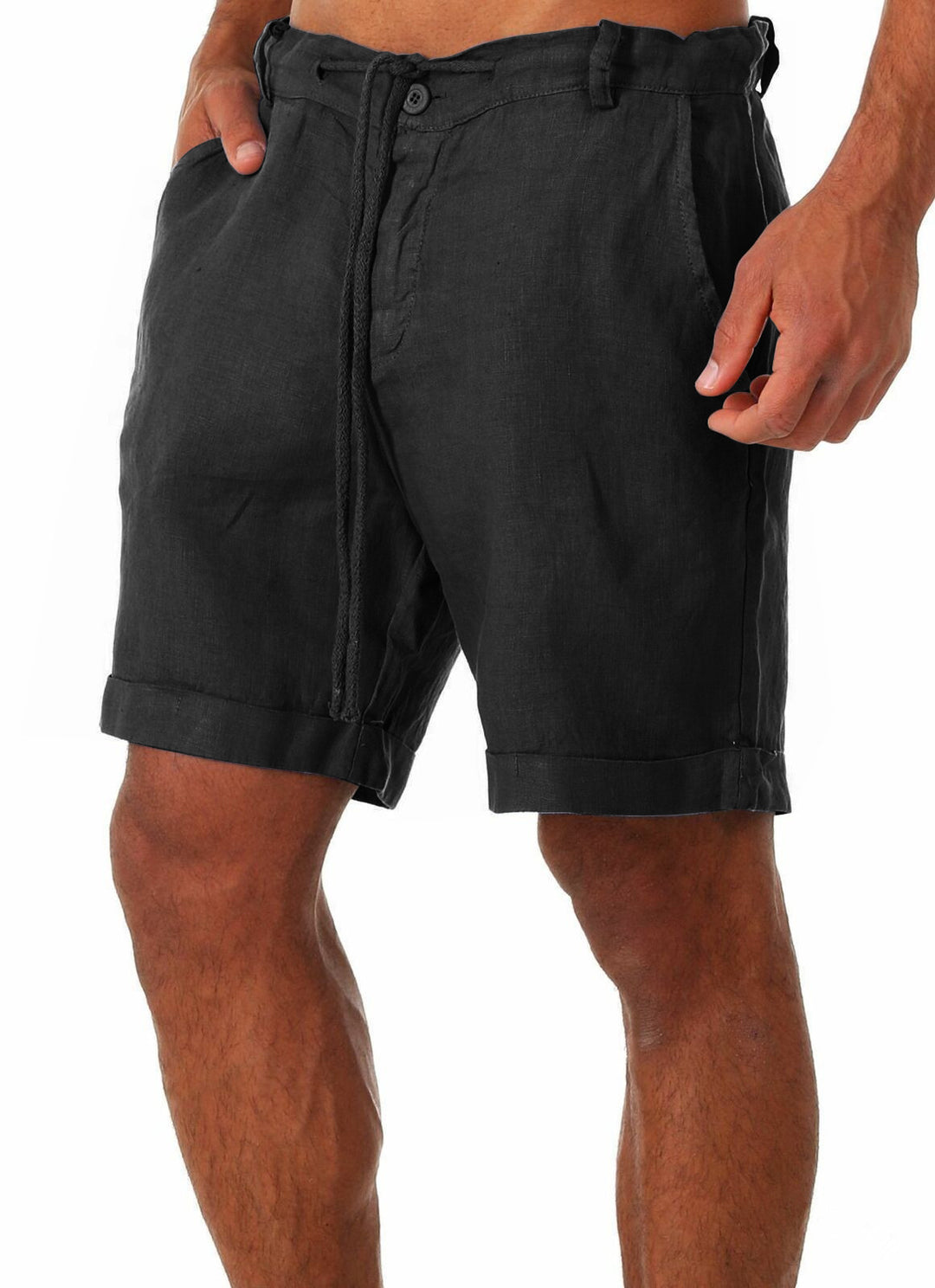 Herren lässige Leinenkurze Shorts mit verstellbarem Bund und praktischen Taschen Drune