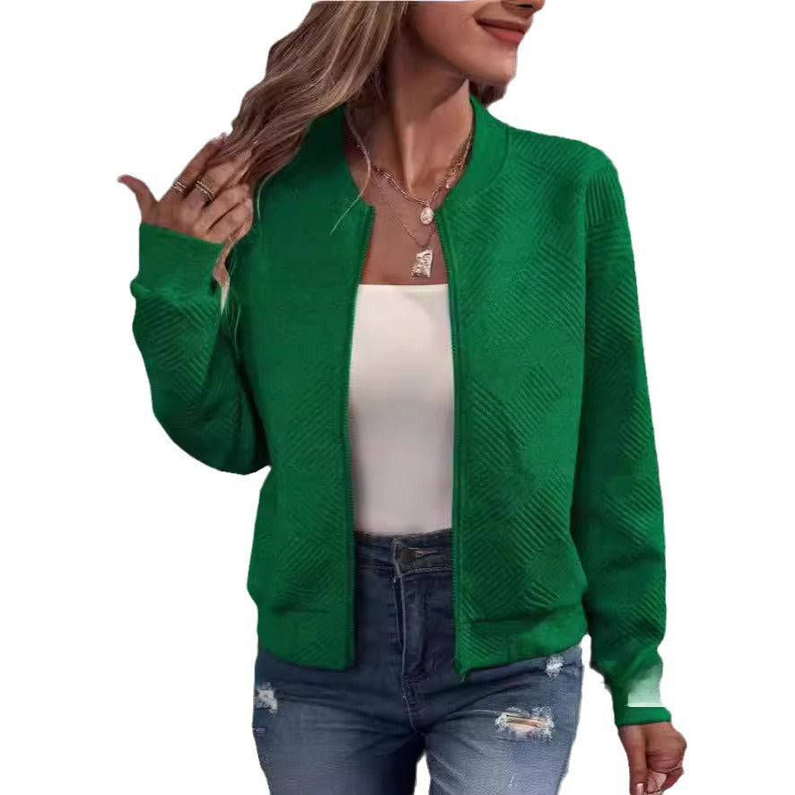 Damen lässige Zip-Jacke mit strukturiertem Design Drune