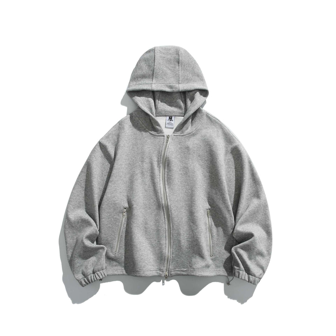 Unisex Leichte Zip-Hoodie-Jacke mit Reißverschlusstaschen und verstellbarem Saum Drune