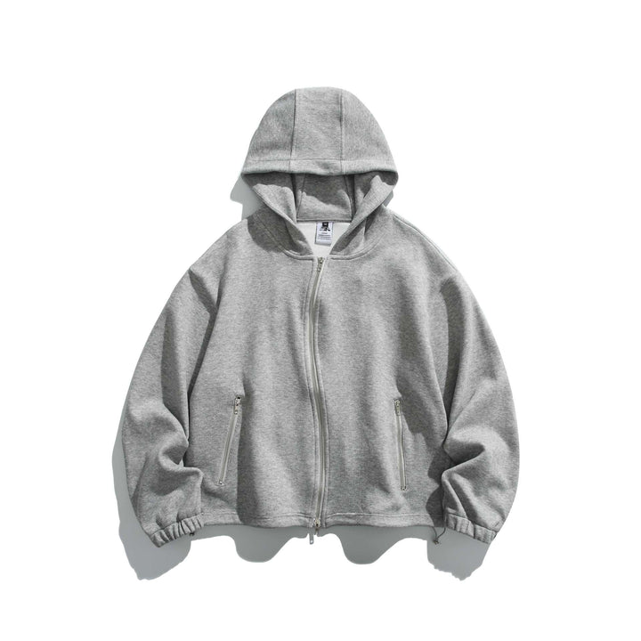 Unisex Leichte Zip-Hoodie-Jacke mit Reißverschlusstaschen und verstellbarem Saum Drune