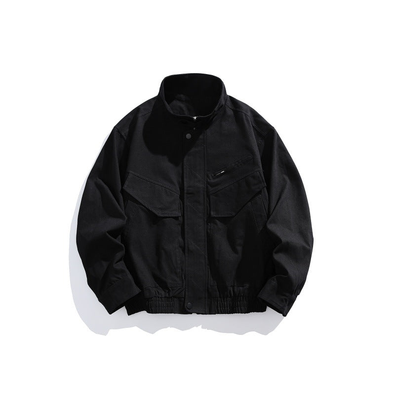 Herren Oversized Canvas-Fieldblouson mit Utility‑Taschen und Stehkragen Drune