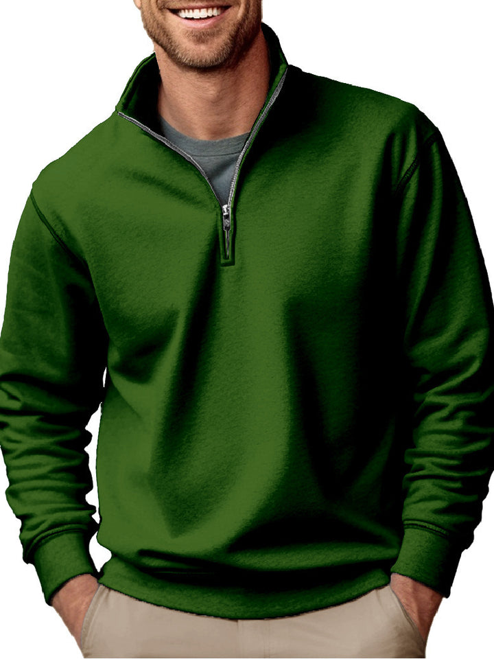Herren nan Halbzip-Sweatshirt mit Stehkragen und weichem Fleece-Innenfutter Drune