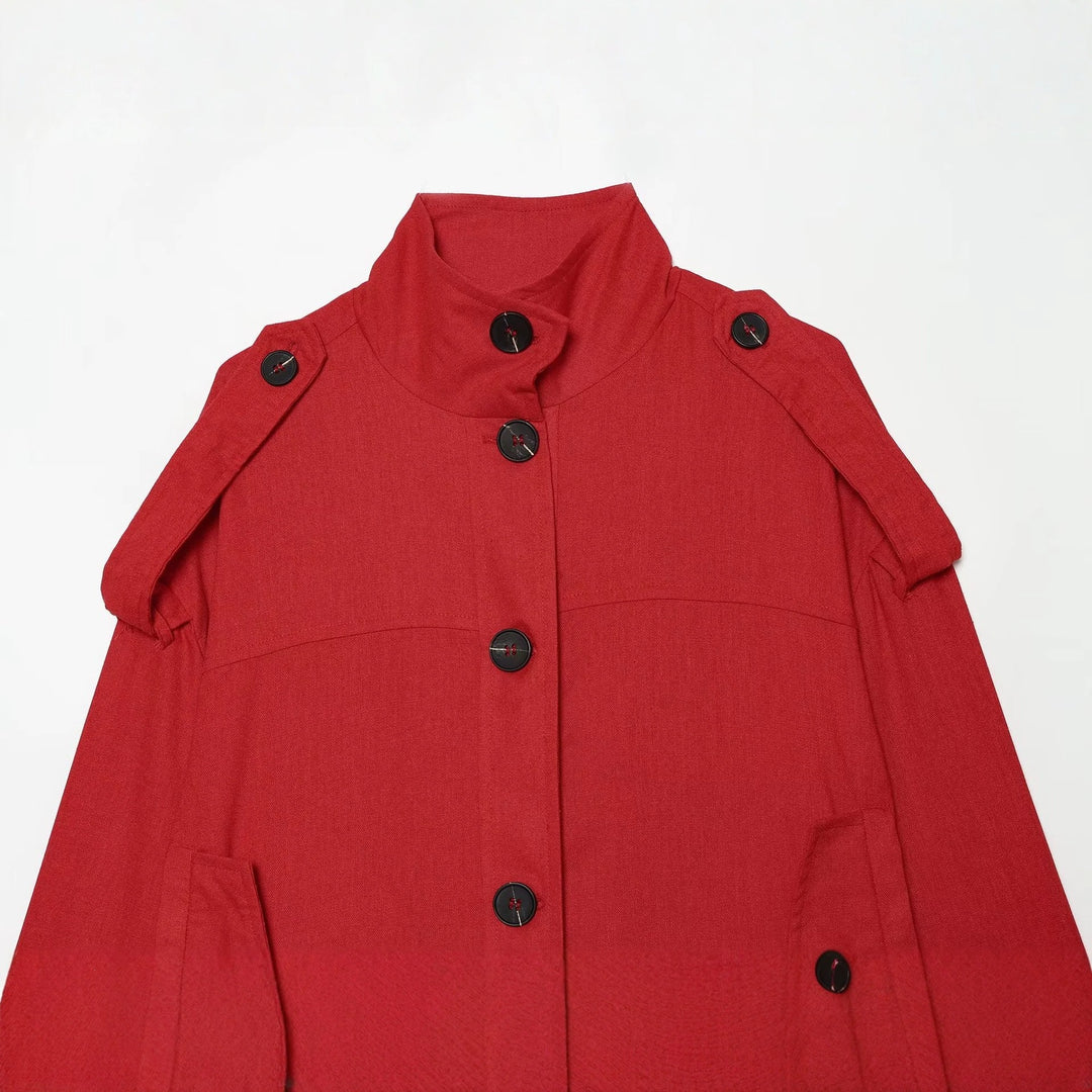 Damen Kurze Utility-Jacke im Cropped-Schnitt mit Stehkragen und Schulterriegeln Drune
