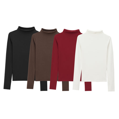 Damen nan schmal geschnittener Stretch-Rollkragenpullover aus Feinstrick Drune