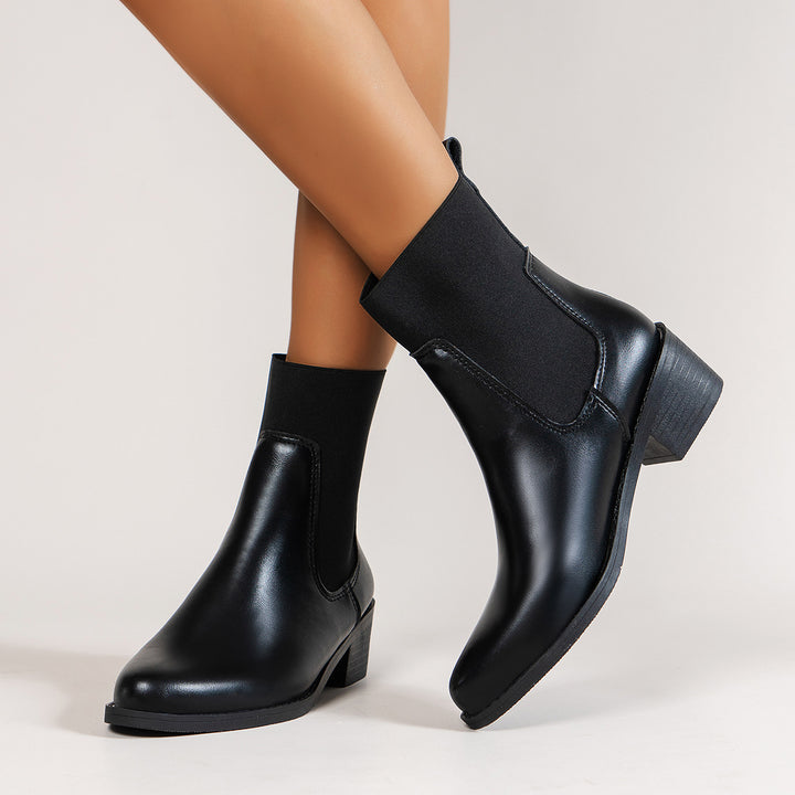 Damen Stiefeletten mit elastischem Schaft und komfortablem Blockabsatz Drune