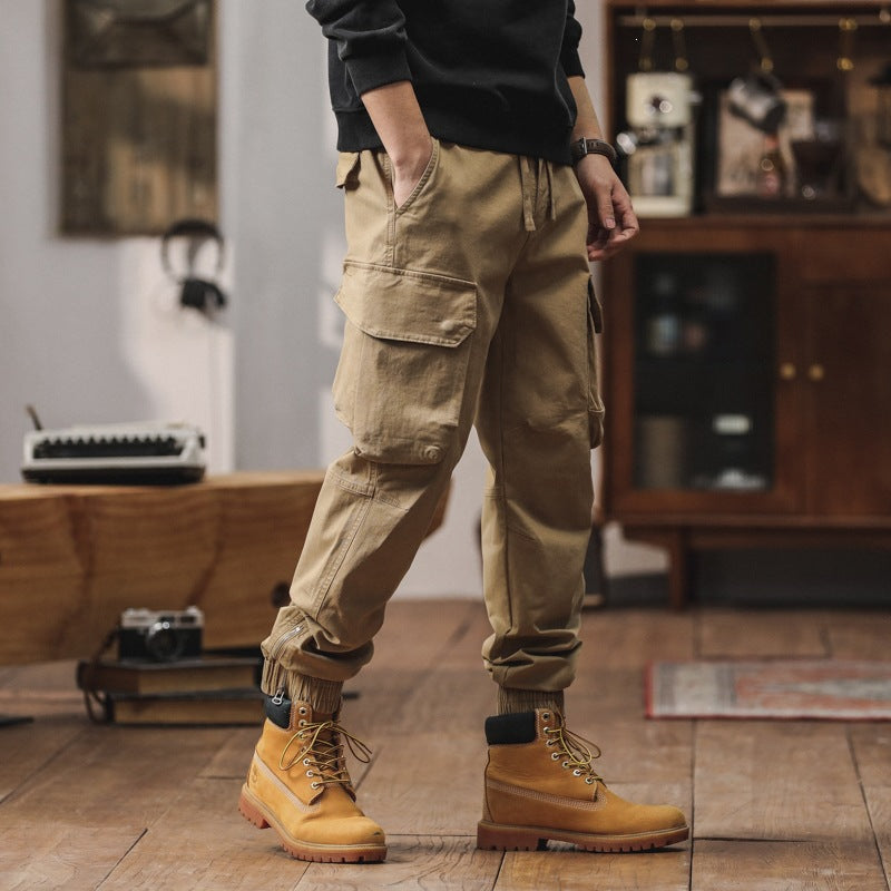 Herren Cargo-Jogginghose mit Kneebel-Taschen, Tunnelzugbund und gerafften Bündchen Drune