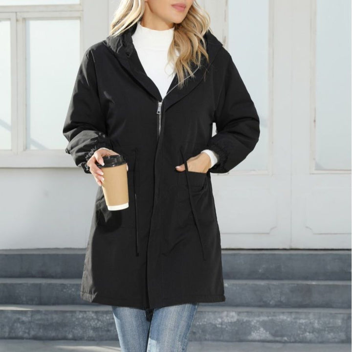 Damen Kapuzen-Midiparka mit Tunnelzug, Reißverschluss & elastischen Bündchen Drune