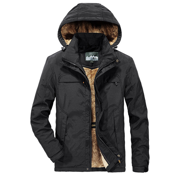 Herren Warme Gefütterte Winterjacke mit Kapuze und Teddyfutter Drune