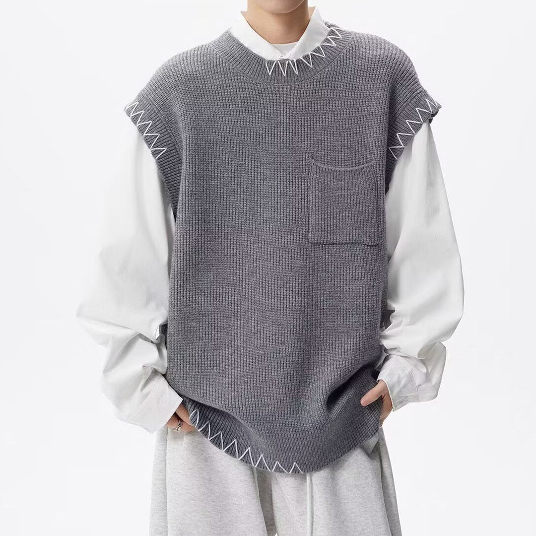 Herren Modischer Grobstrickpullover mit grafischen Details Drune