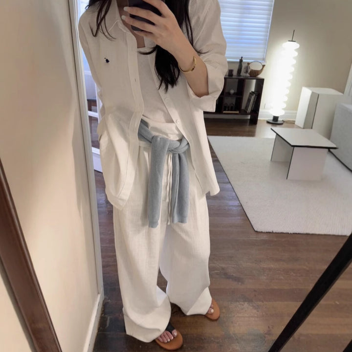 Damen Elegante und lässige Leinenbluse Drune