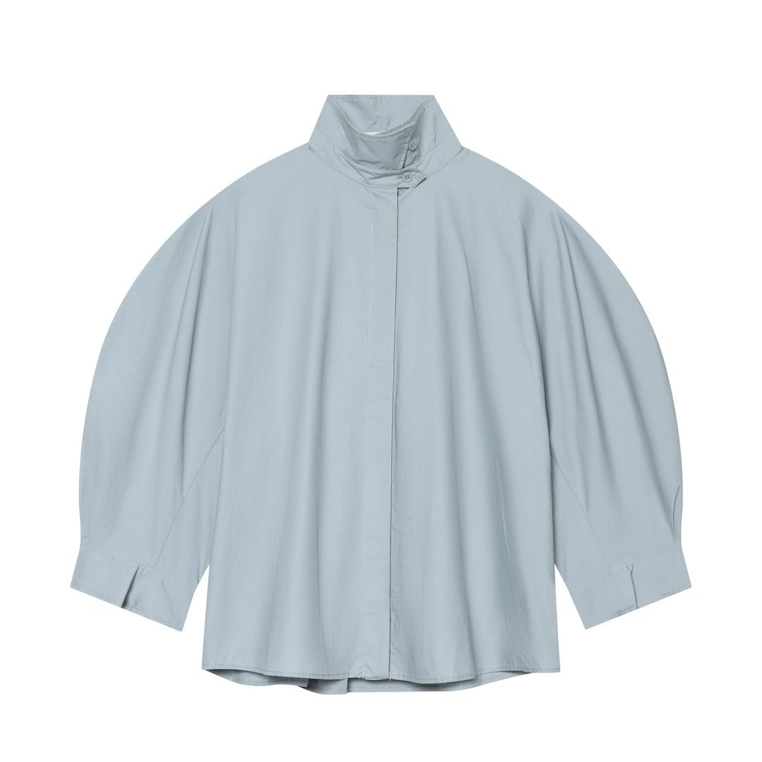 Damen nan Oversize Regenponcho mit Stehkragen und verdeckter Knopfleiste Drune