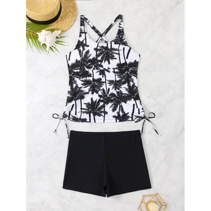 Damen Tankini-Set mit verstellbaren Trägern und modernen Palmendruck Drune