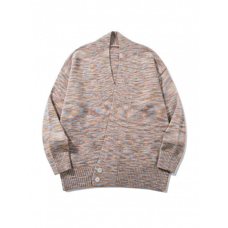 Unisex Boxy-Strickcardigan mit asymmetrischer Knopfleiste und breit geripptem Saum Drune