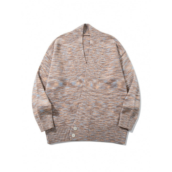 Unisex Boxy-Strickcardigan mit asymmetrischer Knopfleiste und breit geripptem Saum Drune