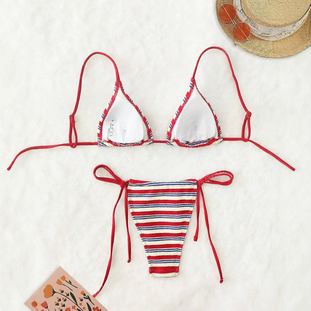 Damen Triangel-Bikini-Set mit verspieltem Design und regulierbaren Trägern Drune