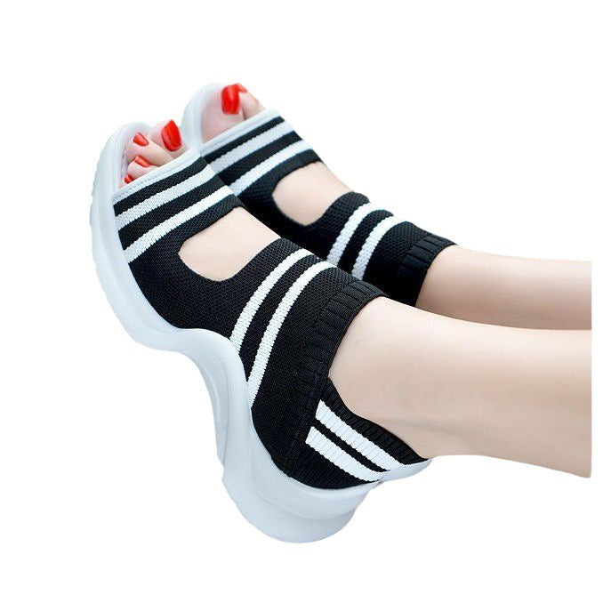 Damen Strick-Sandalen mit ergonomischer Plateau-Sohle Drune