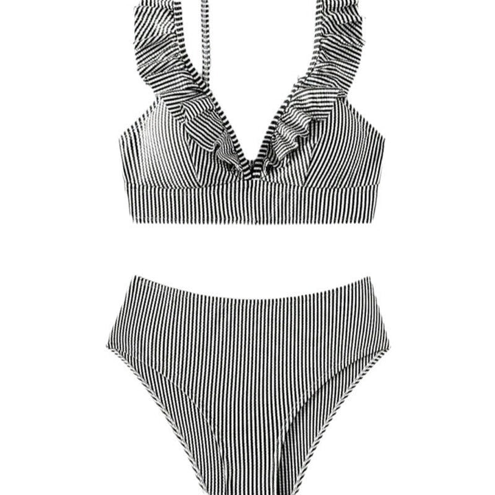 Damen Zweiteiliges Badeoutfit mit Rüschen Drune