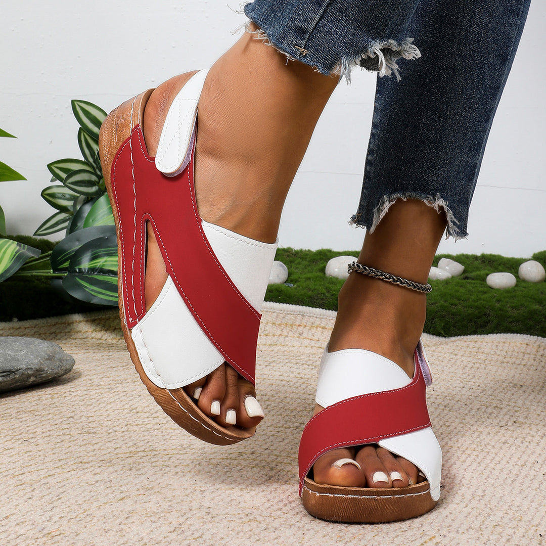 Damen Bequeme orthopädische Sandalen mit verstellbarem Fersenriemen Drune
