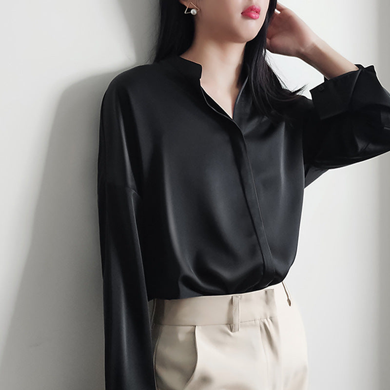Damen Elegante Bluse aus hochwertigem Satin Drune