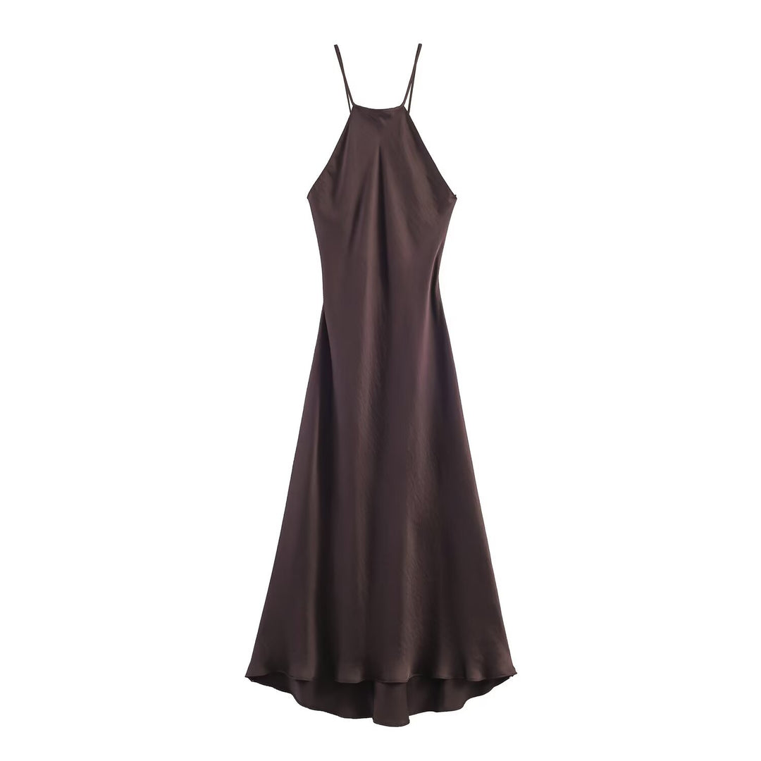 Damen Maxikleid mit elegantem Halterneck und schwingendem Saum Drune