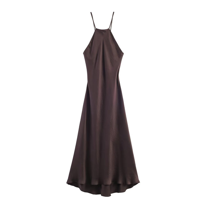 Damen Maxikleid mit elegantem Halterneck und schwingendem Saum Drune