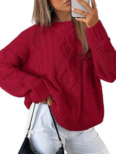 Damen Grobstrickpullover im Zopfmuster mit lässigem Oversize-Schnitt Drune