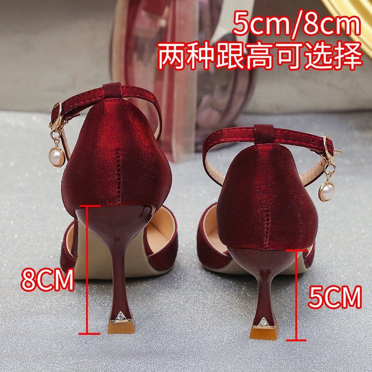 Damen elegante Spitzen Hochhackige Schuhe mit zierlichen Riemen Drune