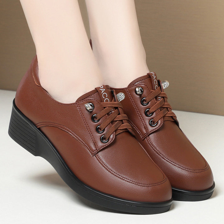 Damen Klassische Schnürschuhe mit leichtem Absatz und atmungsaktiver Innensohle Drune