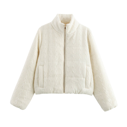 Damen warme Kapuzenjacke aus Strukturstrick Drune