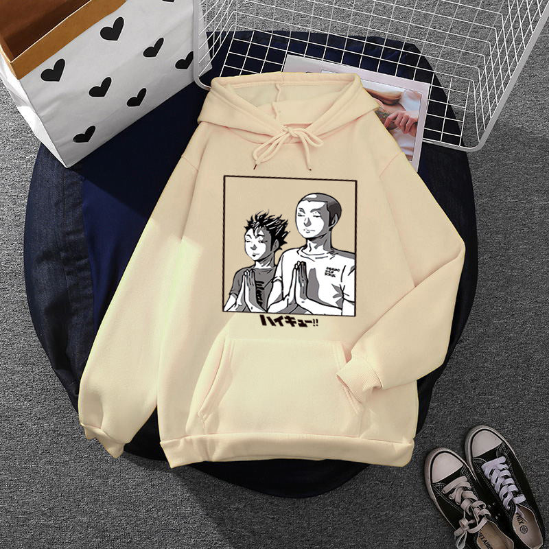 Damen nan weicher Kapuzenpullover mit großflächigem Manga-Panelprint und Kängurutasche Drune