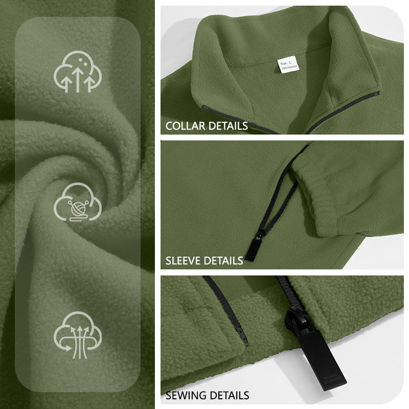 Herren Leichte Outdoor-Fleecejacke mit Stehkragen und Reißverschlusstaschen Drune